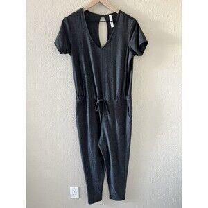 Freedom Trail by Kyodan Outdoor stretch jersey jumpsuit gray keyhole back lounge